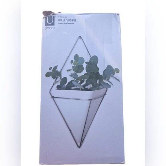 Umbra Trigg Hanging Planter Vase & Geometric Wall Decor Ceramic Container Nickle - Picture 7 of 8